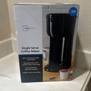 Mainstays Black Single Serve Coffee Maker with Removable Drip Tray